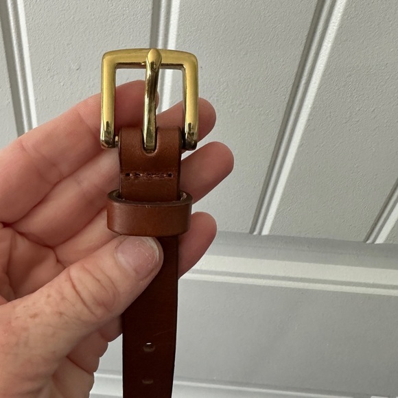J. Crew Tan Leather Belt with Gold Buckle - Picture 2 of 3